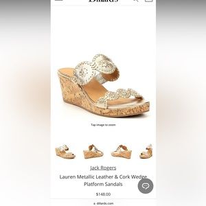 Jack Rogers Lauren Gold Wedge Sandals Size 7